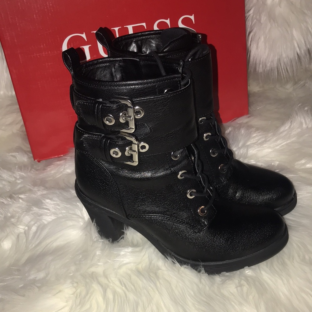 Guess Fia Combat Booties, Black, size 8.5